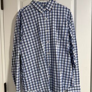 Vineyard Vines Performance Blue Plaid Button-Down Shirt
